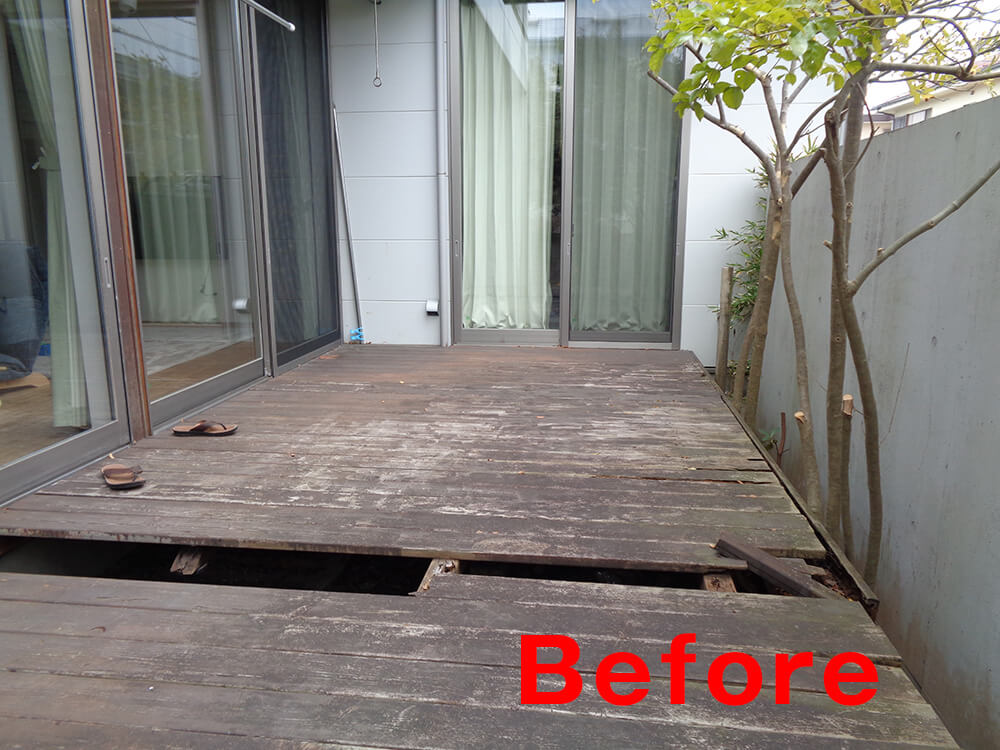 神奈川県藤沢市 庭 ウッドデッキ6